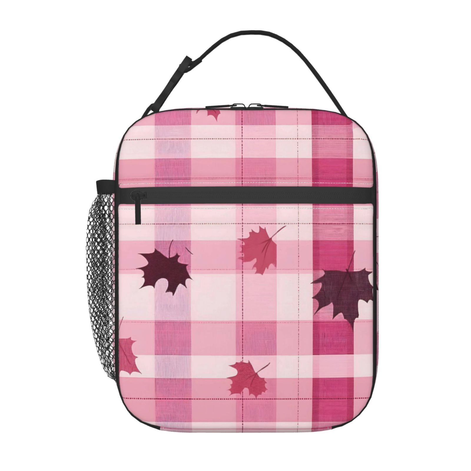 Lunch Bag For Women Men Insulated Portable Lunch Box Bento Box Office Picnic Travel Cooler Bag Plaid Fall Camo Pink_1