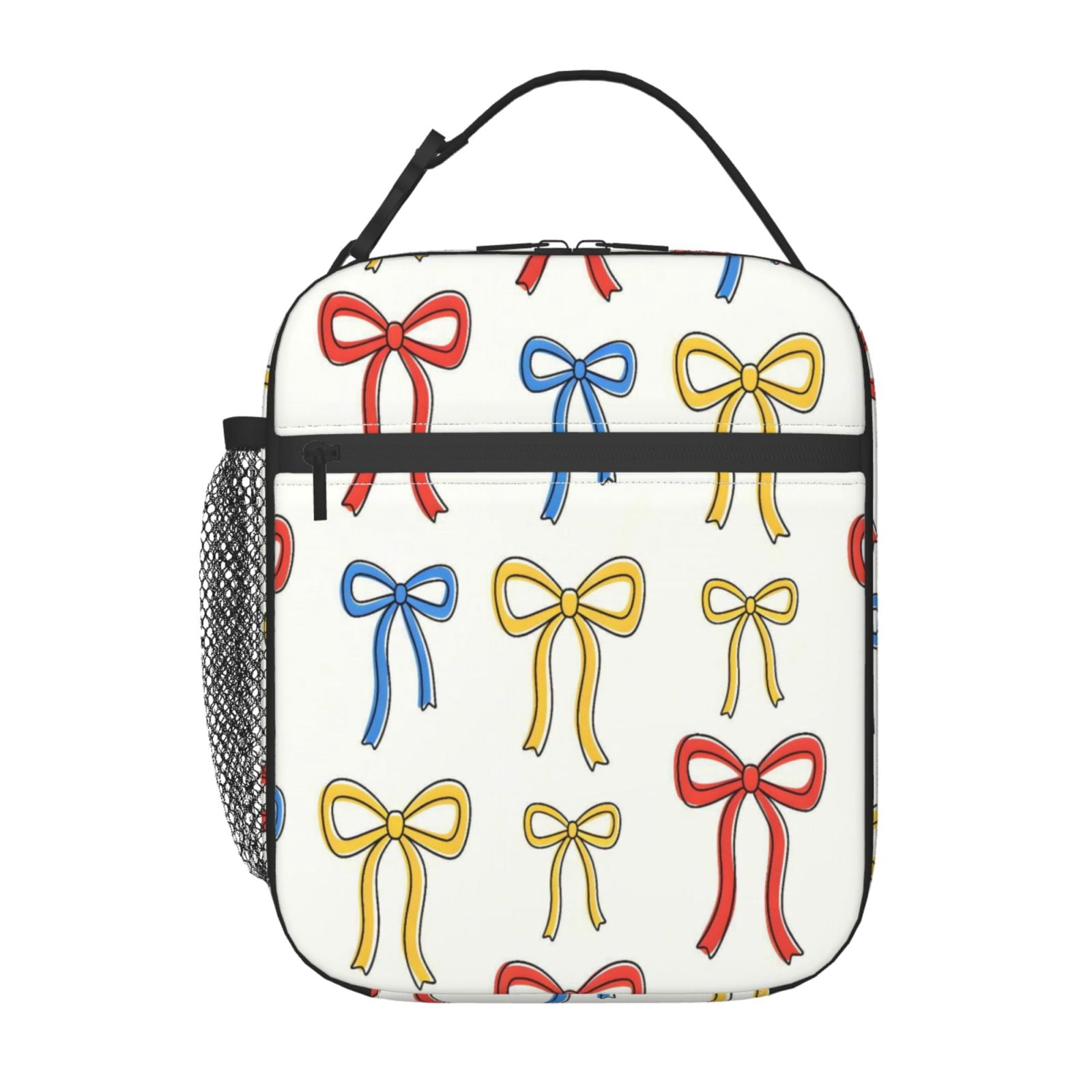 Lunch Bag For Women Men Insulated Portable Lunch Box Bento Box Office Picnic Travel Cooler Bag Red Blue Yellow Thin Bows