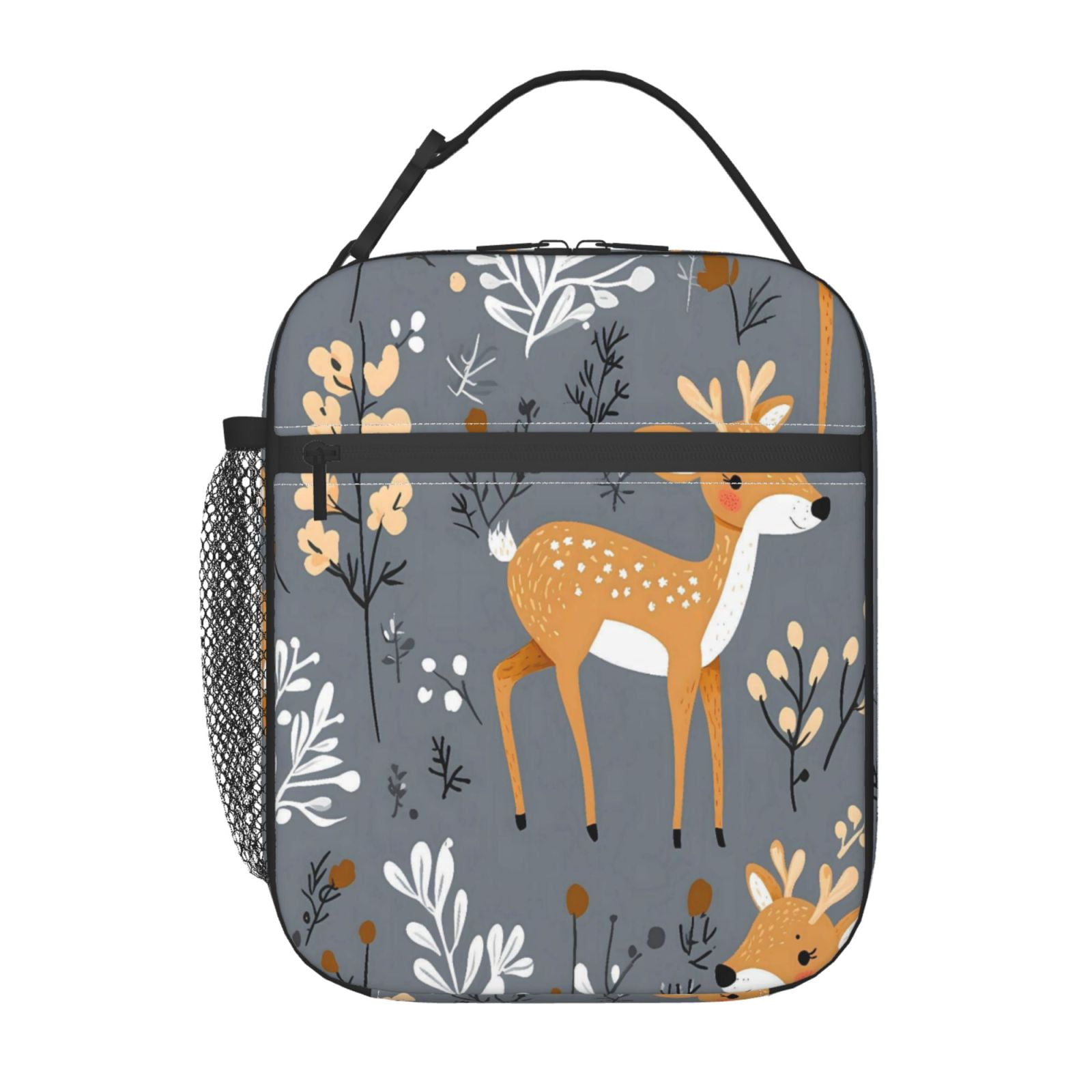 Lunch Bag For Women Men Insulated Portable Lunch Box Bento Box Office Picnic Travel Cooler Bag Red Deer