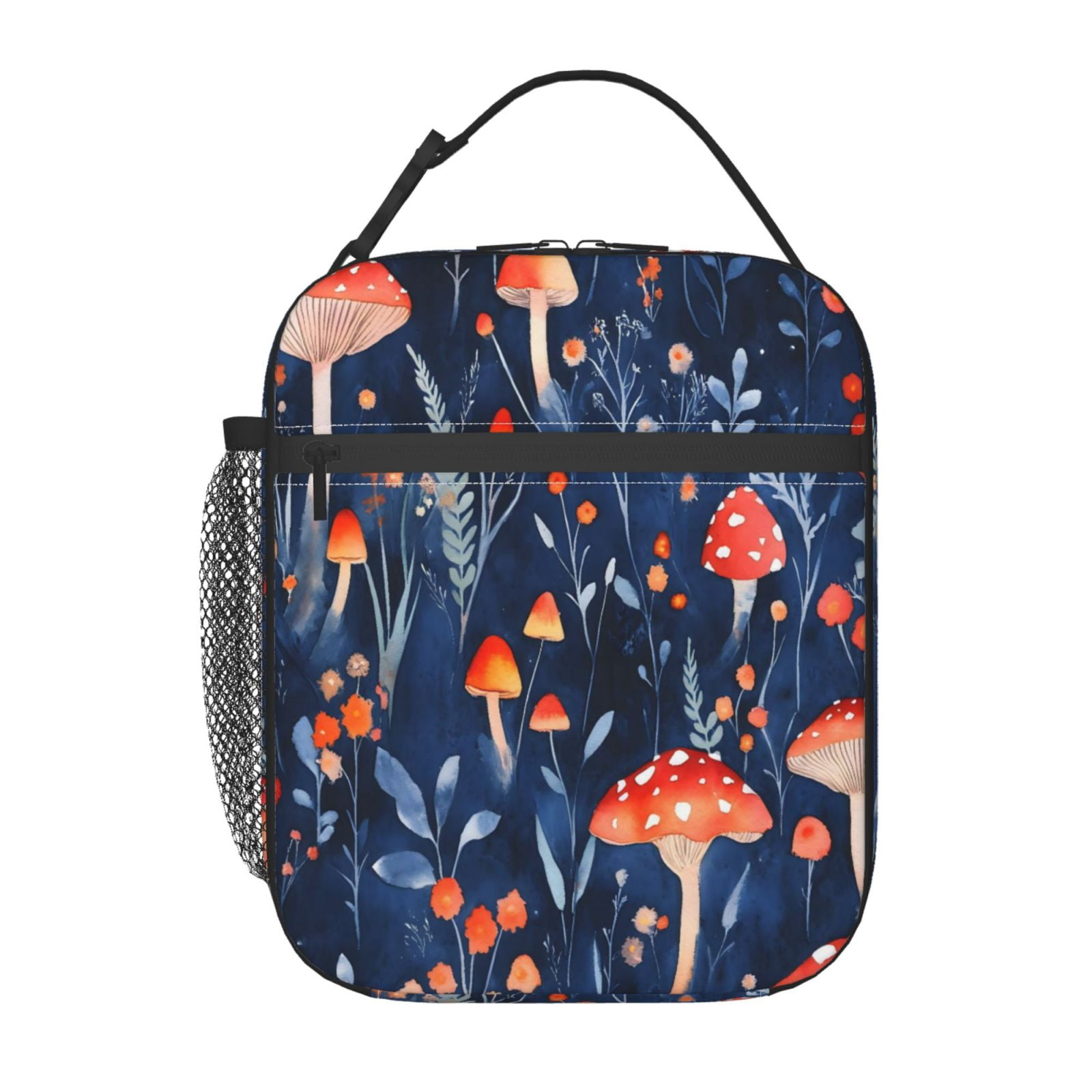 Lunch Bag For Women Men Insulated Portable Lunch Box Bento Box Office Picnic Travel Cooler Bag Red Mushrooms Coprinopsis Atramentaria