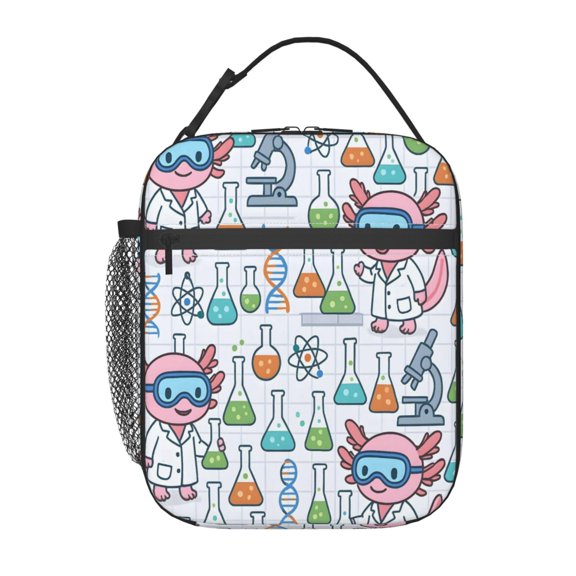 Lunch Bag For Women Men Insulated Portable Lunch Box Bento Box Office Picnic Travel Cooler Bag Science Lab Axolotls - Educational Play