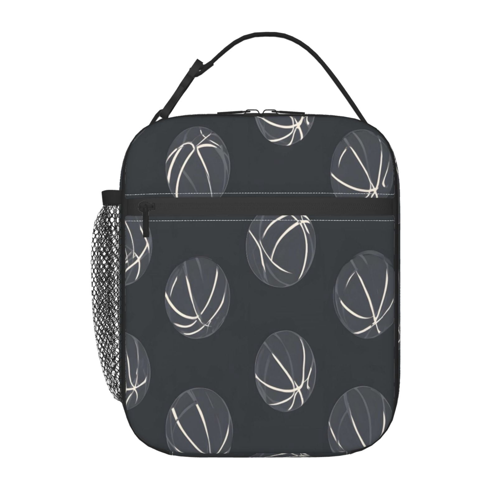 Lunch Bag For Women Men Insulated Portable Lunch Box Bento Box Office Picnic Travel Cooler Bag Seamless Pattern Basketball