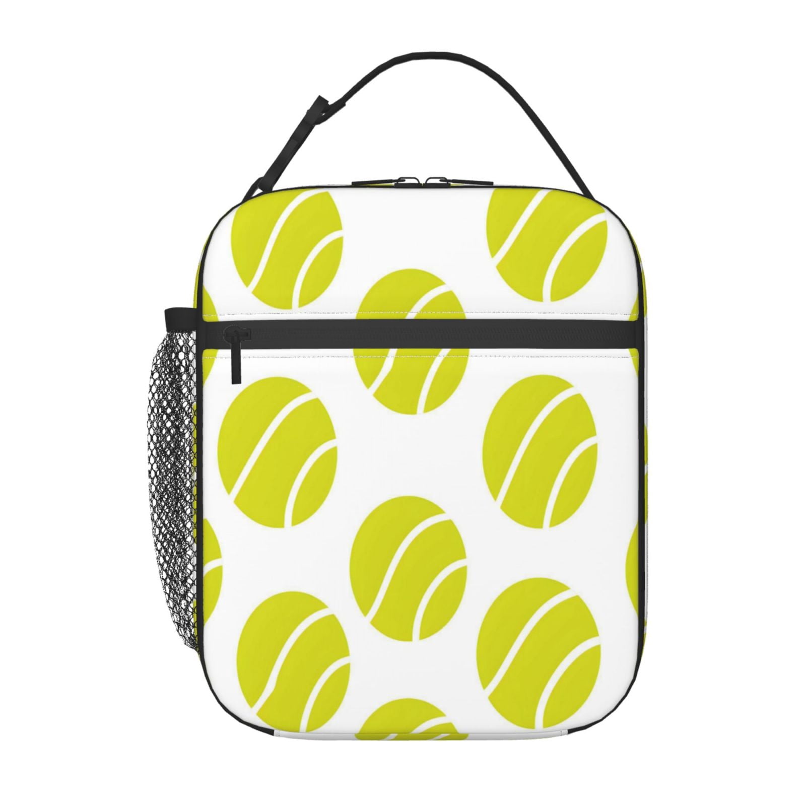 Lunch Bag For Women Men Insulated Portable Lunch Box Bento Box Office Picnic Travel Cooler Bag Seamless Pattern Tennis Theme