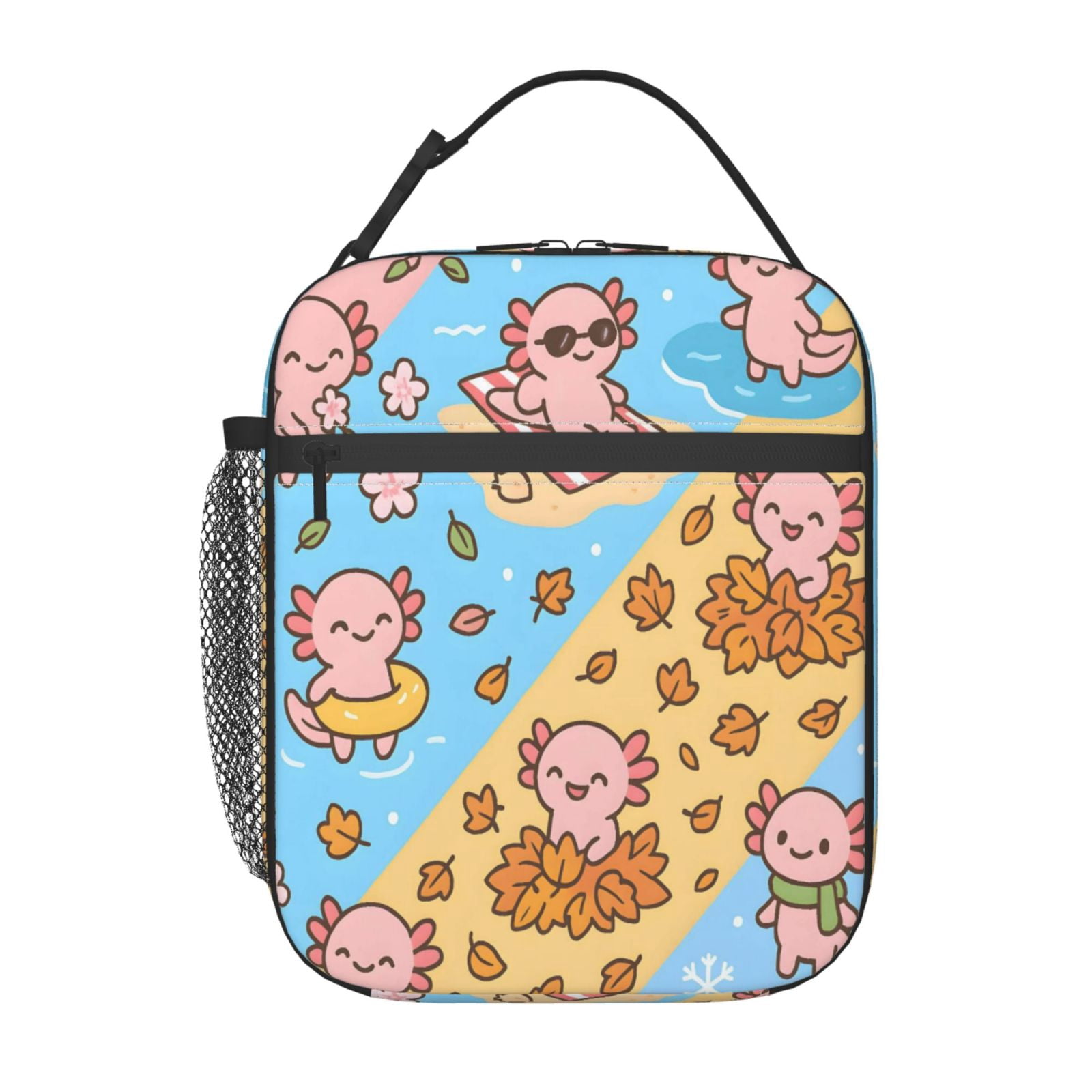 Lunch Bag For Women Men Insulated Portable Lunch Box Bento Box Office Picnic Travel Cooler Bag Seasonal Quartet Axolotls - Year-Round