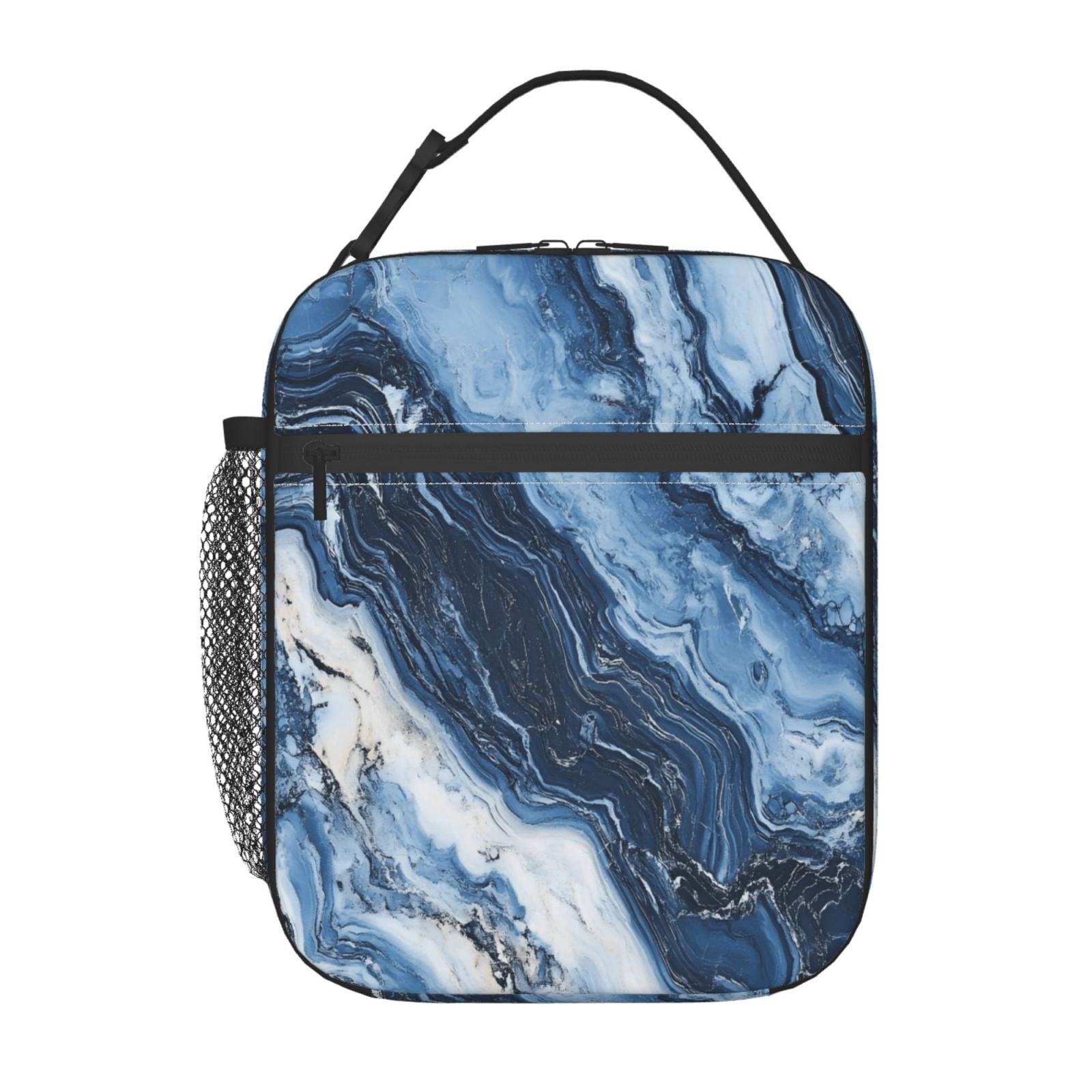 Lunch Bag For Women Men Insulated Portable Lunch Box Bento Box Office Picnic Travel Cooler Bag Slateblue Marble_3