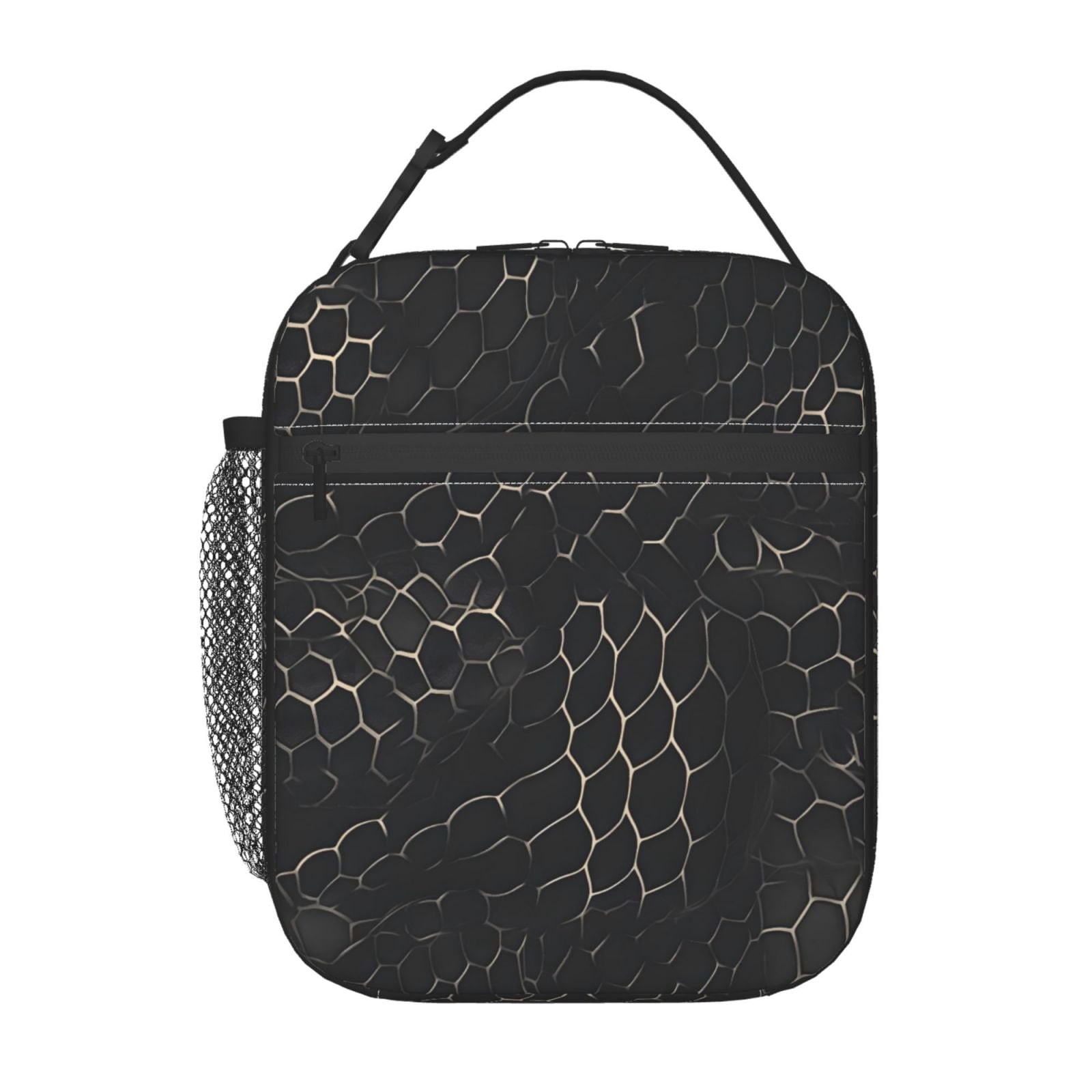 Lunch Bag For Women Men Insulated Portable Lunch Box Bento Box Office Picnic Travel Cooler Bag Snake Skin Print Style Darkgray_3