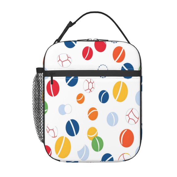 Lunch Bag For Women Men Insulated Portable Lunch Box Bento Box Office Picnic Travel Cooler Bag Soccer Basketball Baseball Tennis Colorful Vibrant