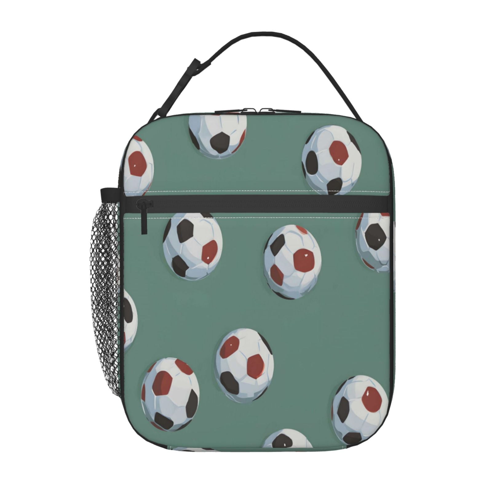 Lunch Bag For Women Men Insulated Portable Lunch Box Bento Box Office Picnic Travel Cooler Bag Soccer Football Cool Sport Style Simple And Trendy