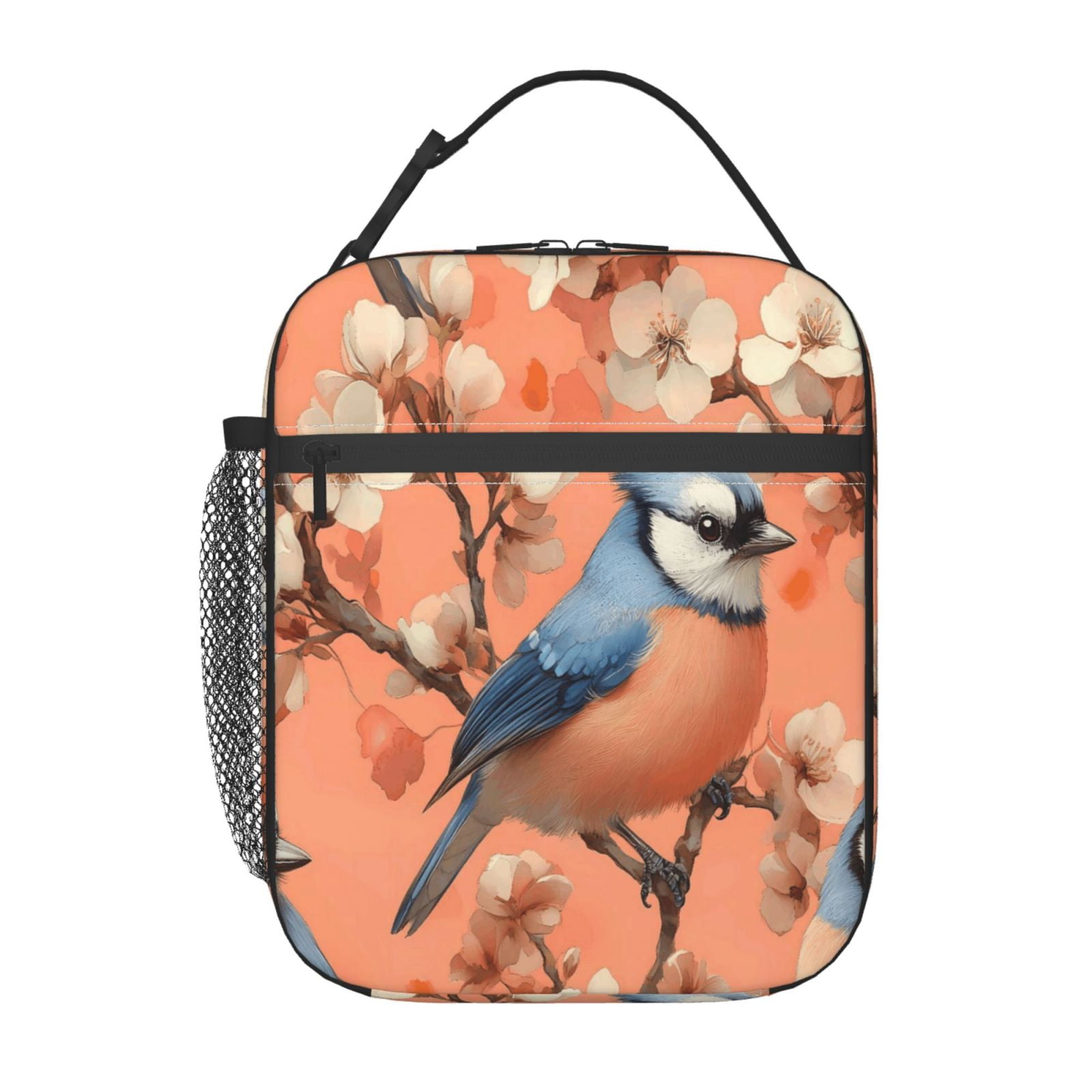 Lunch Bag For Women Men Insulated Portable Lunch Box Bento Box Office Picnic Travel Cooler Bag The Birds Are Perched On The Flower Branches