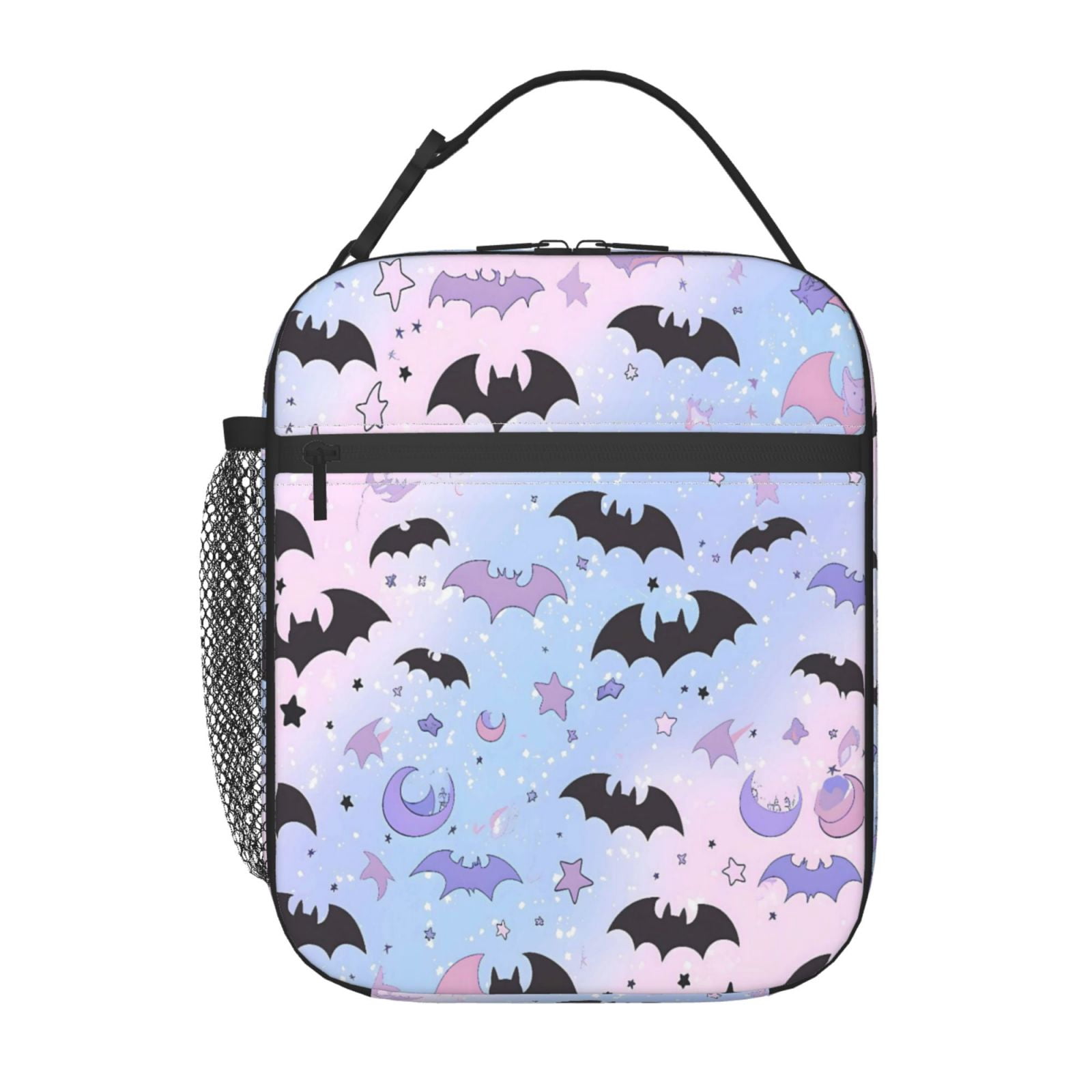 Lunch Bag For Women Men Insulated Portable Lunch Box Bento Box Office Picnic Travel Cooler Bag The Black And Purple Flying Bats In The Sky