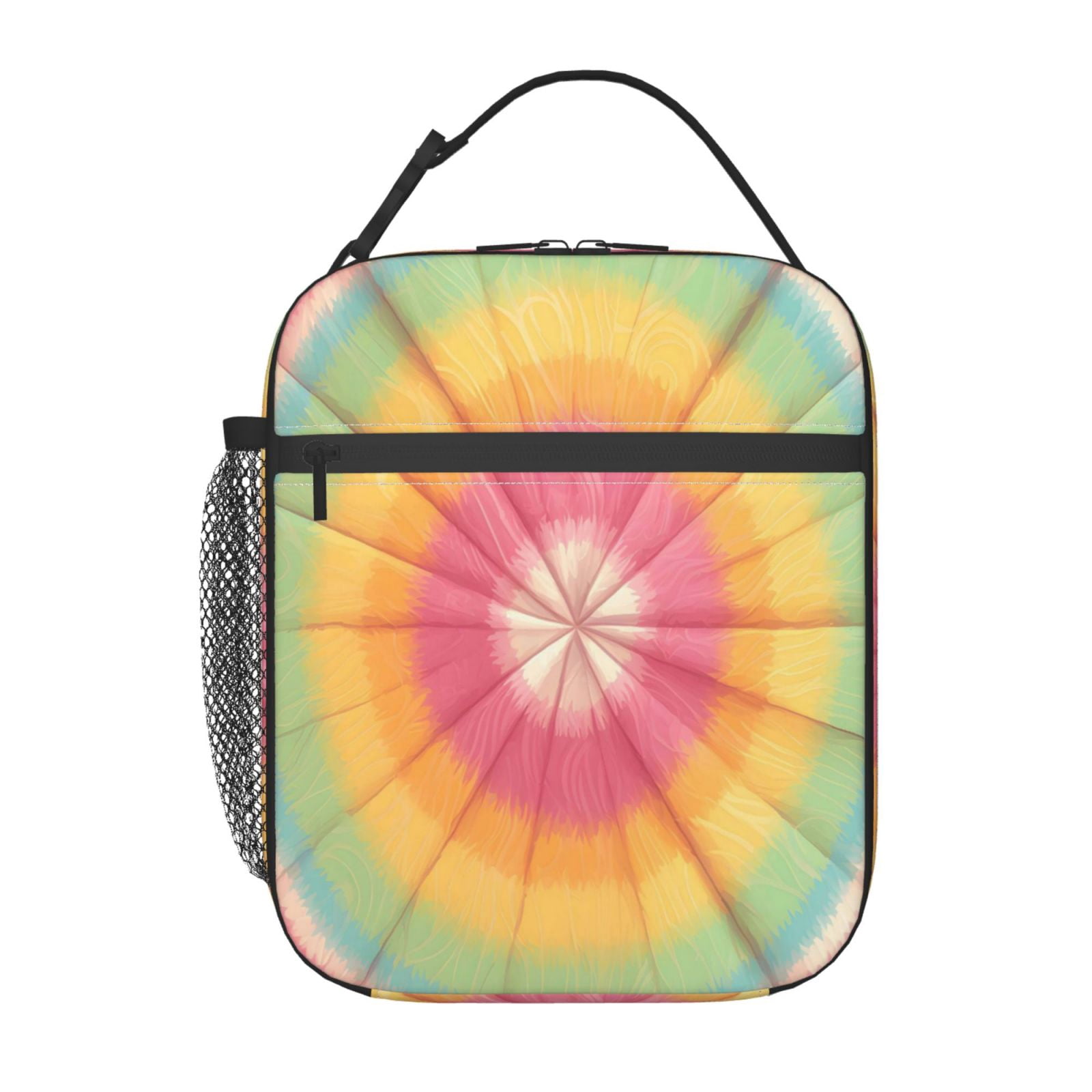 Lunch Bag For Women Men Insulated Portable Lunch Box Bento Box Office Picnic Travel Cooler Bag Tie-Dye Pattern Bright Colors (2)