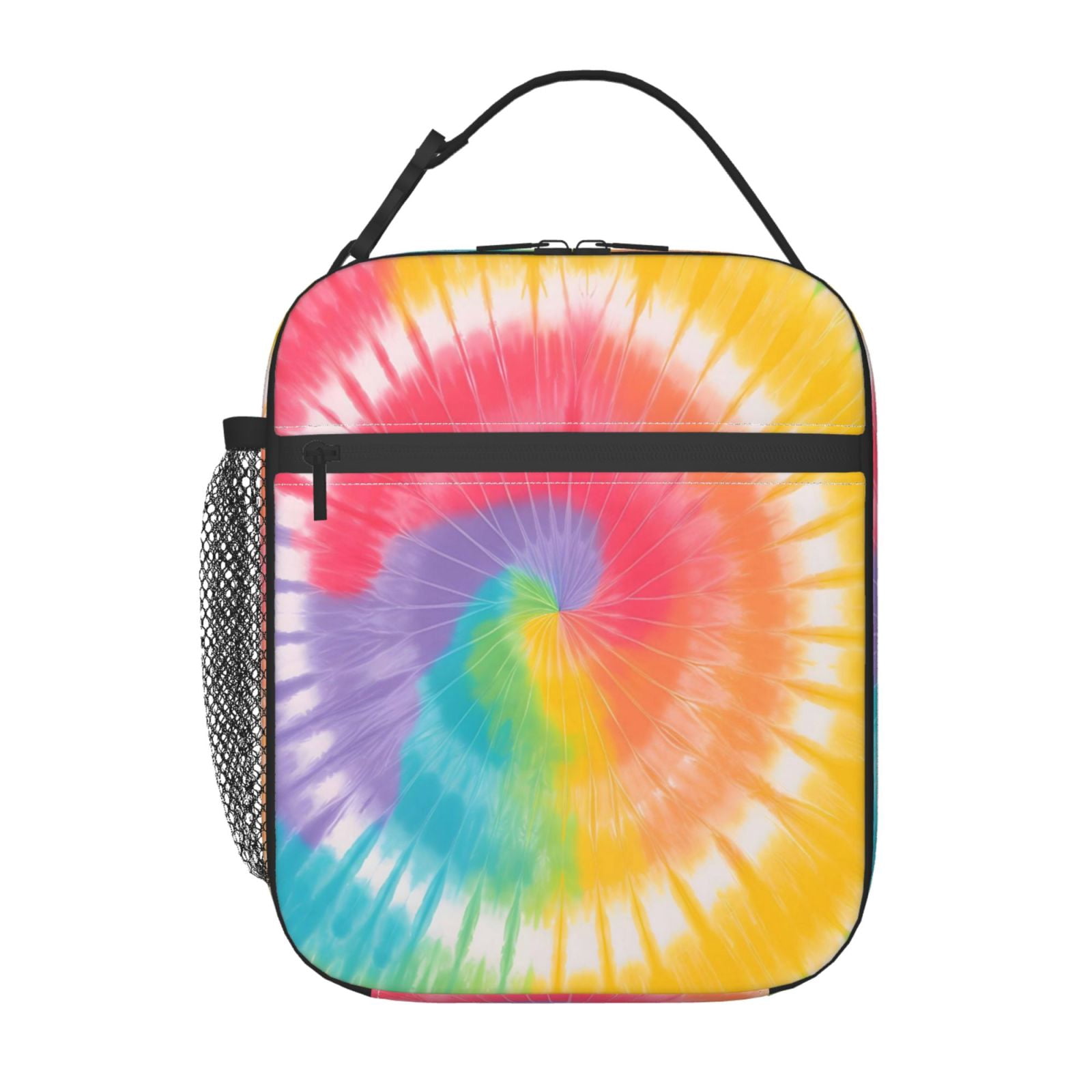 Lunch Bag For Women Men Insulated Portable Lunch Box Bento Box Office Picnic Travel Cooler Bag Tie-Dye Pattern Rainbow Colors (2)