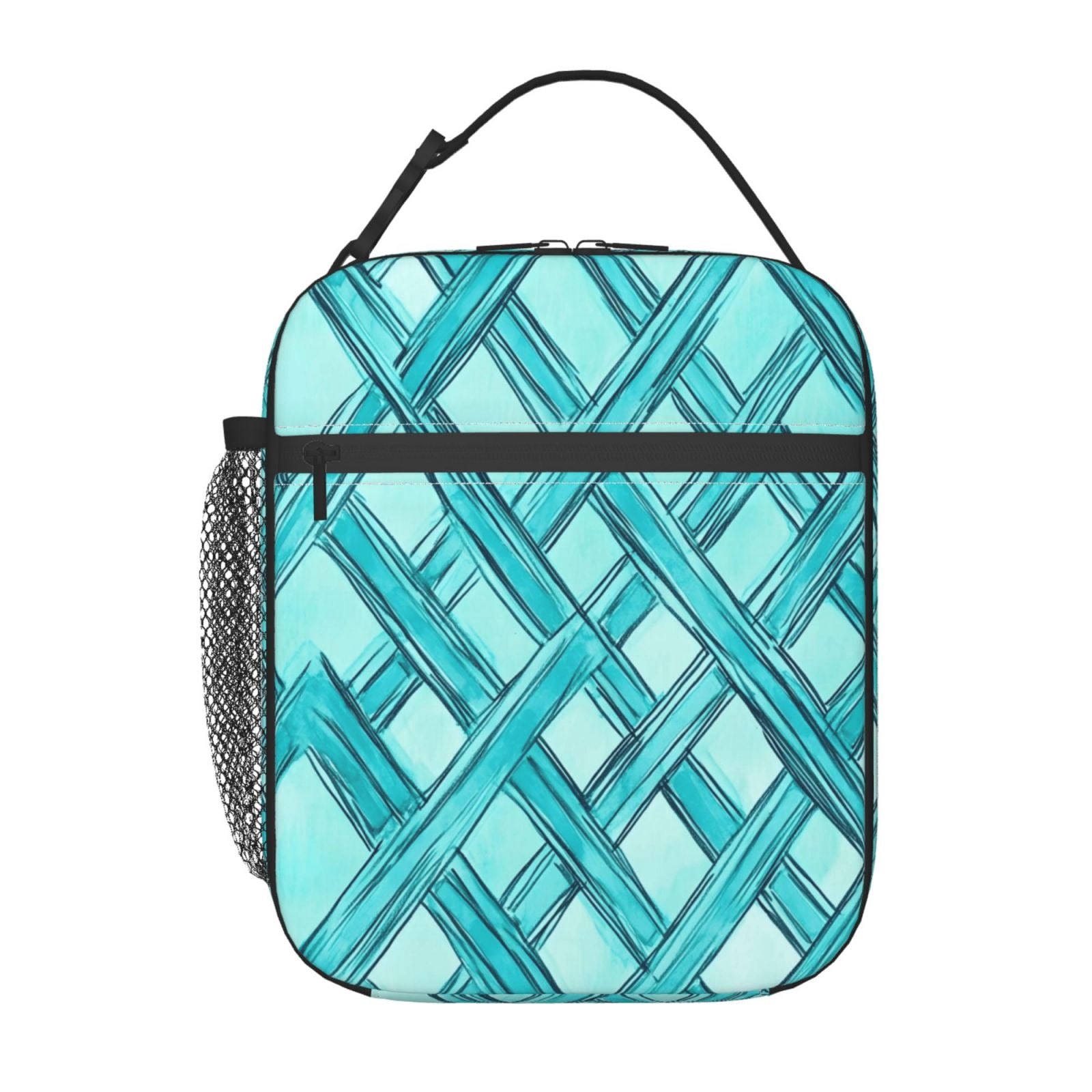 Lunch Bag For Women Men Insulated Portable Lunch Box Bento Box Office Picnic Travel Cooler Bag Turquoise Moroccan Trellis Hand-Drawn Sketch_62922_2