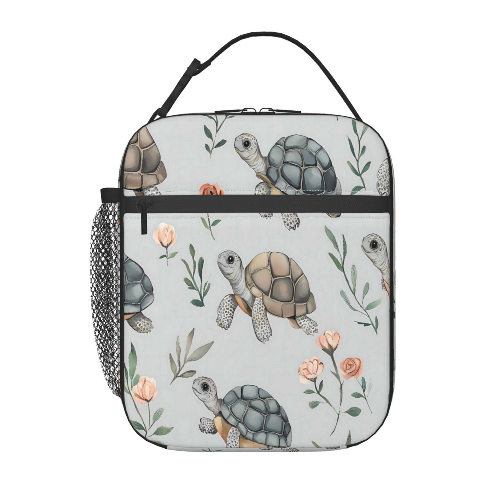 Lunch Bag For Women Men Insulated Portable Lunch Box Bento Box Office Picnic Travel Cooler Bag Turtle And Flower