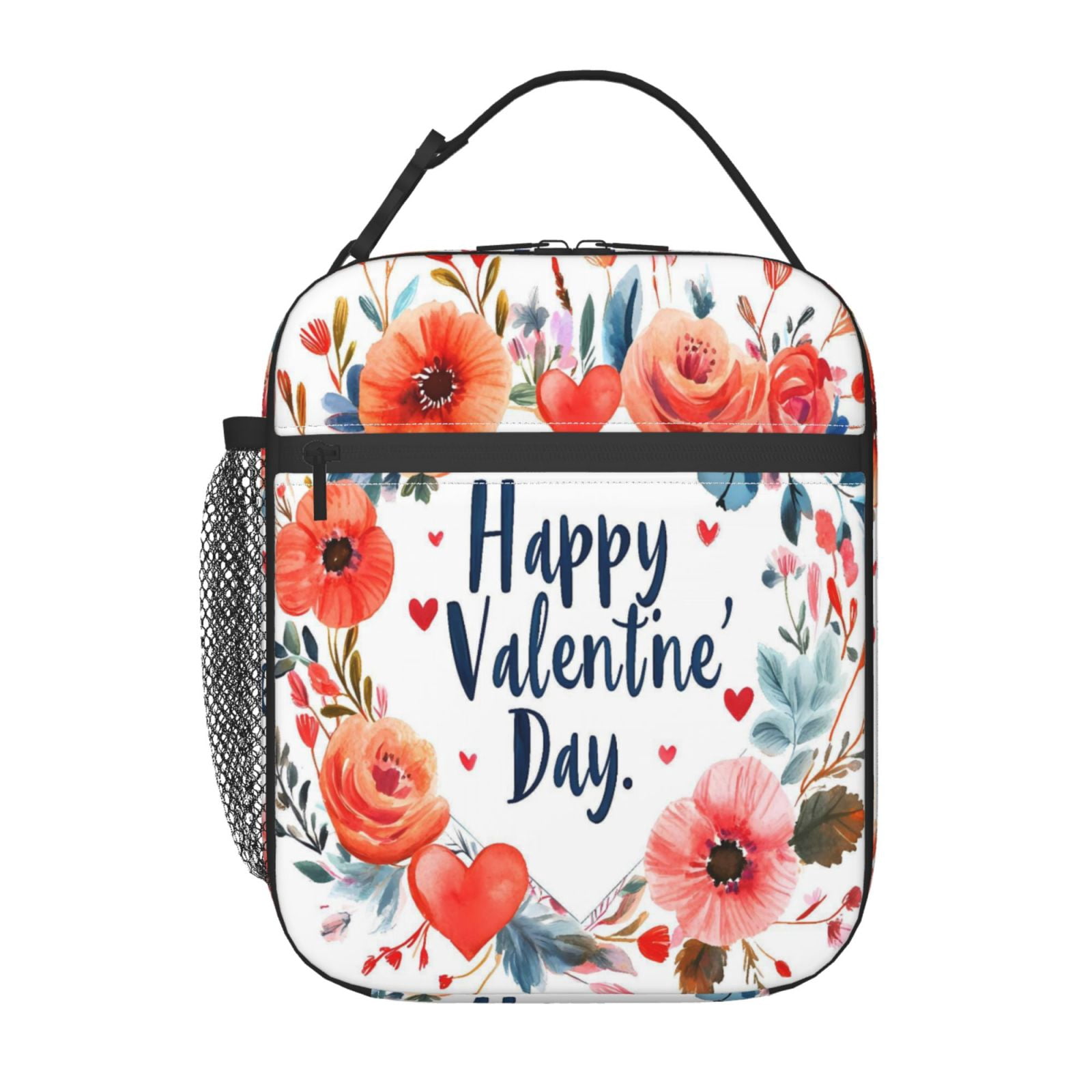 Lunch Bag For Women Men Insulated Portable Lunch Box Bento Box Office Picnic Travel Cooler Bag Valentine Day Flower