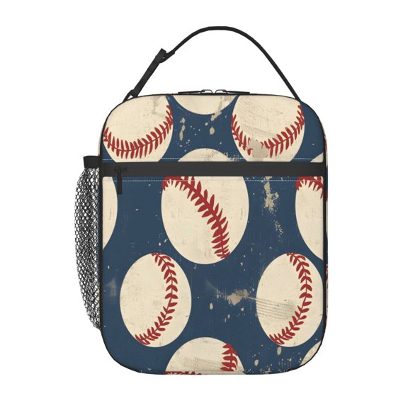 Lunch Bag For Women Men Insulated Portable Lunch Box Bento Box Office Picnic Travel Cooler Bag Vintage Baseball Theme
