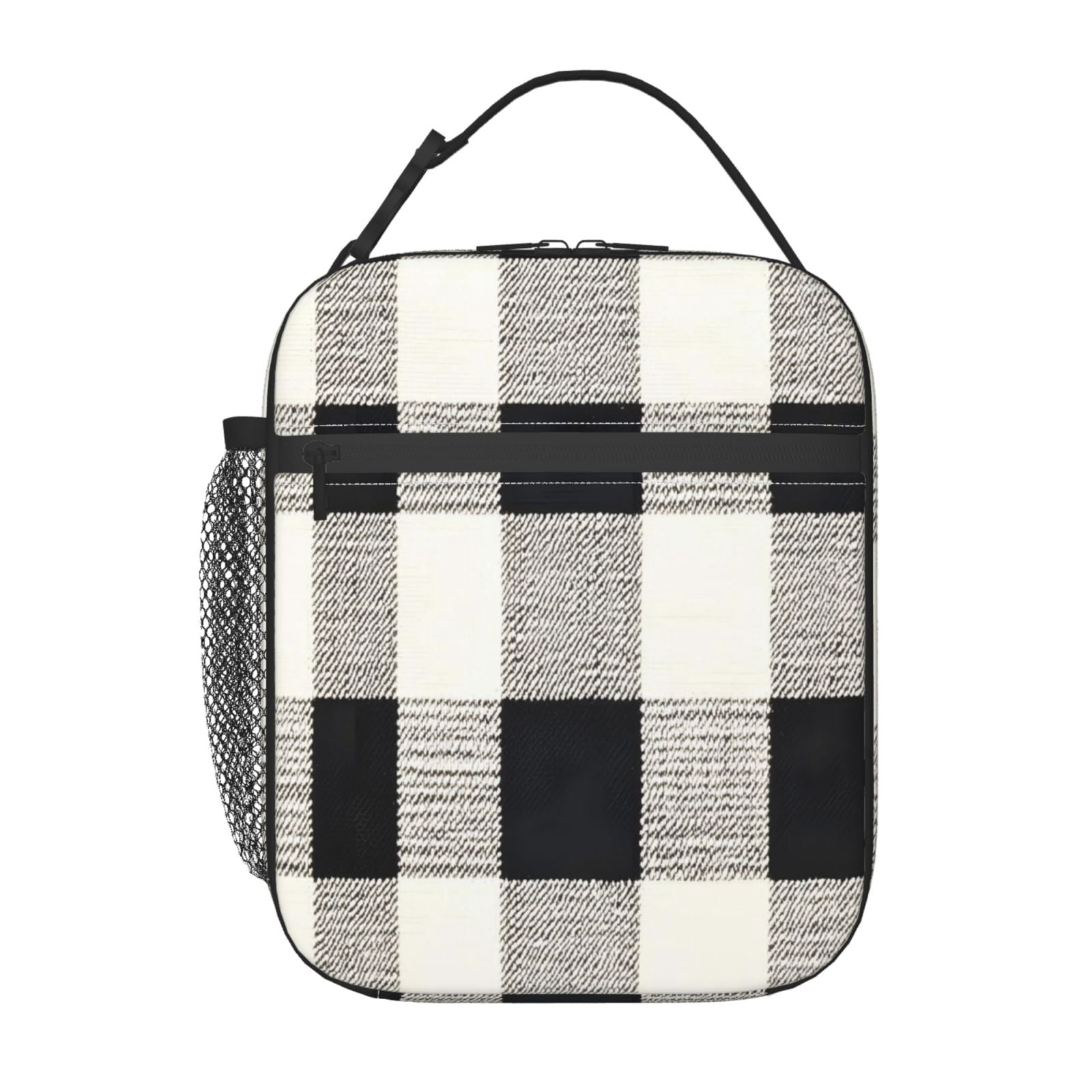 Lunch Bag For Women Men Insulated Portable Lunch Box Bento Box Office Picnic Travel Cooler Bag White Buffalo Plaid Check Tartan Scotland_1
