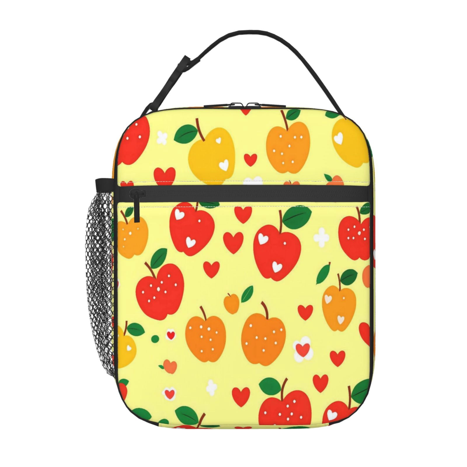 Lunch Bag For Women Men Insulated Portable Lunch Box Bento Box Office Picnic Travel Cooler Bag Yellow And Red Apples