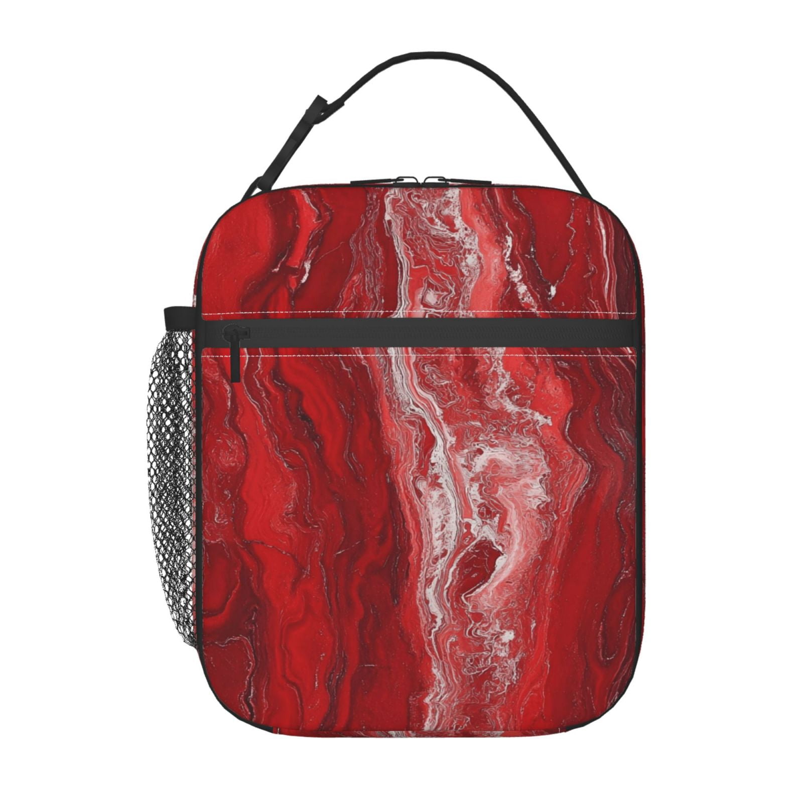 Lunch Bag For Women Men Lovely Lunch Tote Bags Reusable Insulated Lunch Box Large Capacity Cooler For Work Picnic Travel\r\n Red Marble_1