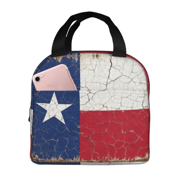 Lunch Bag For Women Men Retro Texas Flag Nsulated Lunch Box For Adult Reusable Lunch Tote Bag For Work Picnic Or Travel