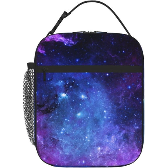 Lunch Bag For Women Men Reusable Insulated Lunch Tote Bag Handbags For Travel Work Picnic (Blue Purple Galaxy 7)