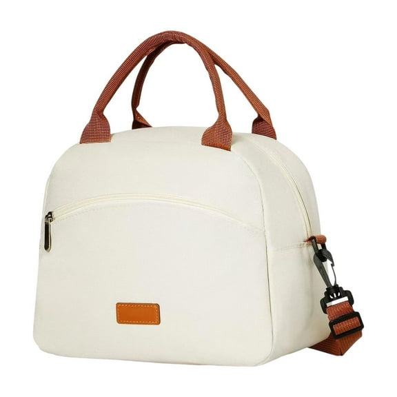 Lunch Bag, Insulated Lunch Bag, Multifunctional Portable Large Capacity Lunch Box Bag with Adjustable Shoulder Strap and Sturdy Handle, Durable Cloth Material In Black Pink Beige Gray