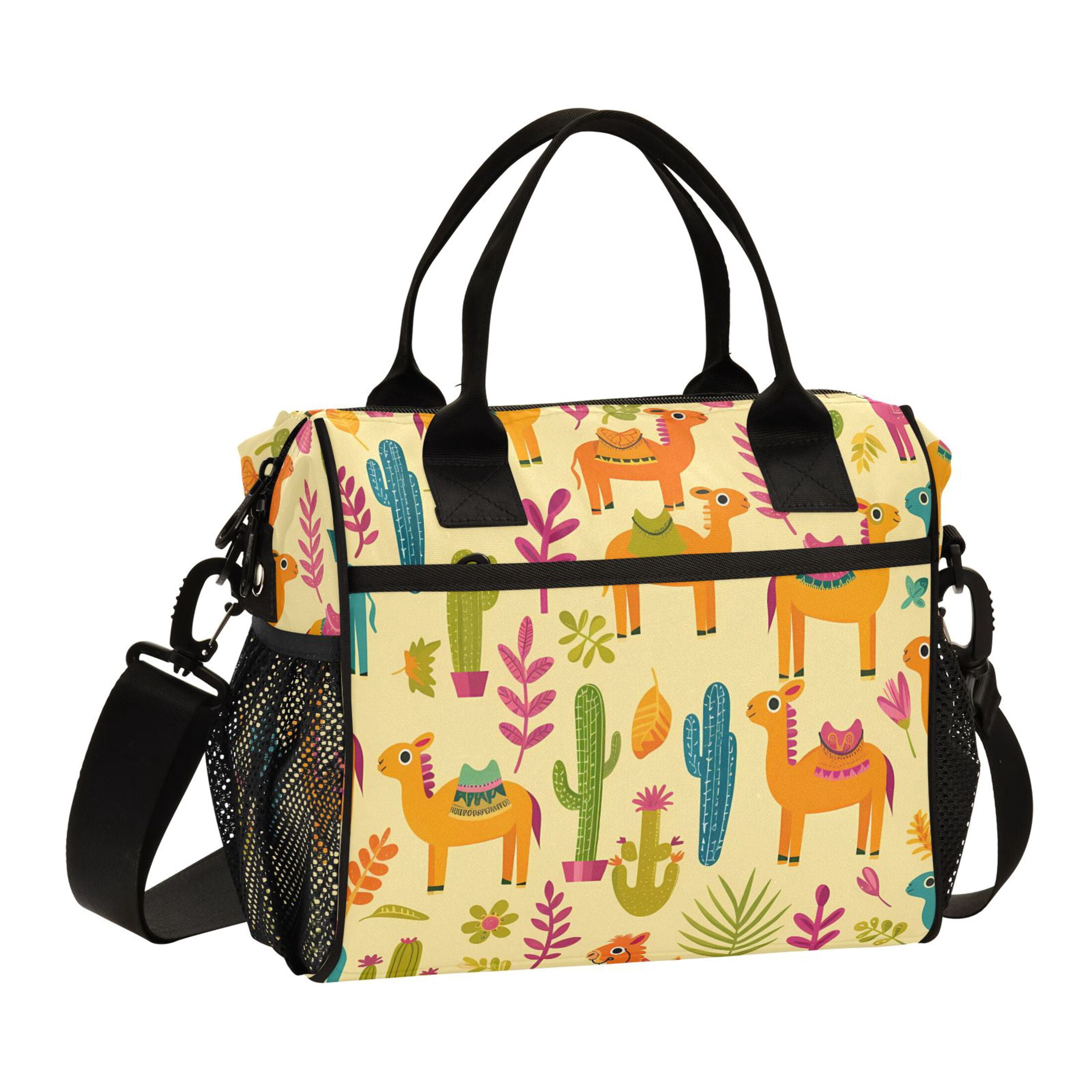 Lunch Bag Insulated Lunch Box Leakproof Reusable Cooler Tote Adjustable Shoulder Strap for Men Women Cactus Camel Leaf 9L