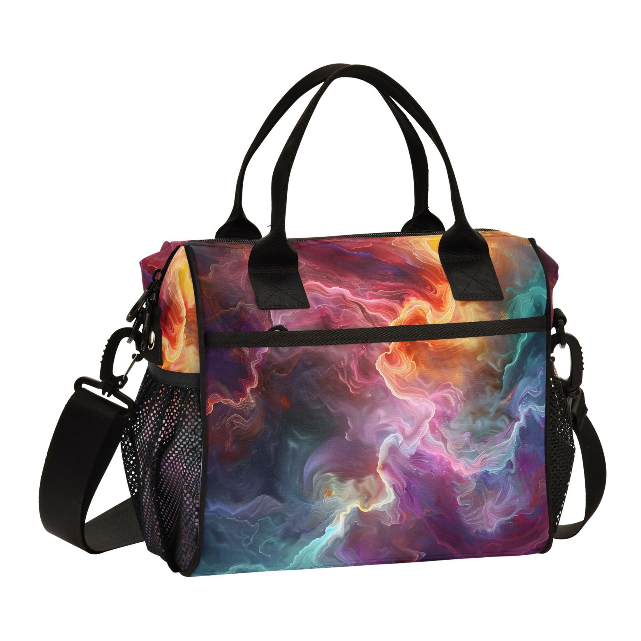Lunch Bag Insulated Lunch Box Leakproof Reusable Cooler Tote Adjustable Shoulder Strap for Men Women Colorful Nebulae Mixture 9L