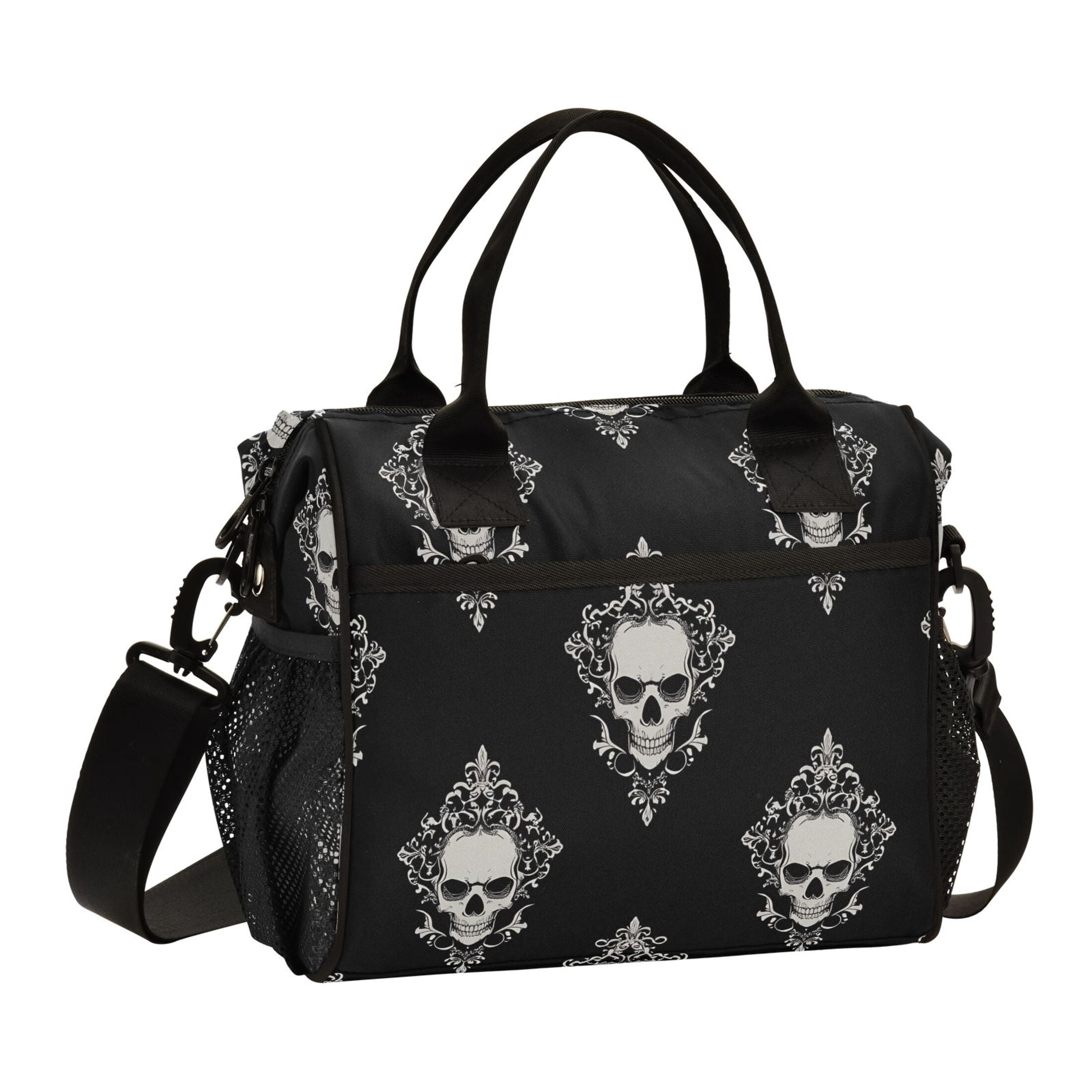 Lunch Bag Insulated Lunch Box Leakproof Reusable Cooler Tote Adjustable Shoulder Strap for Men Women Cool Skulls Filigree 12L