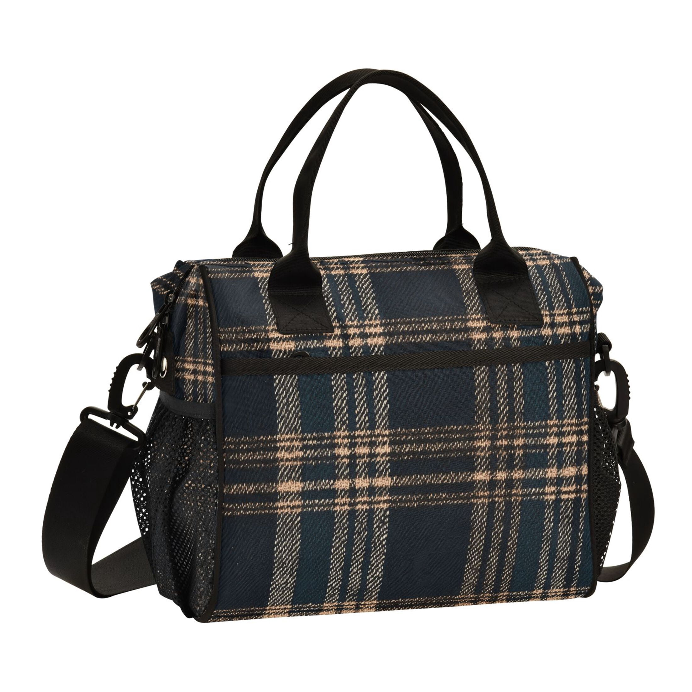 Lunch Bag Insulated Lunch Box Leakproof Reusable Cooler Tote Adjustable Shoulder Strap for Men Women Dark Green Brown Tartan 12L