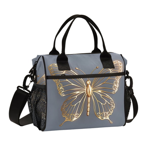 Lunch Bag Insulated Lunch Box Leakproof Reusable Cooler Tote Adjustable Shoulder Strap for Men Women Luxury Butterfly 9L