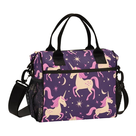 Lunch Bag Insulated Lunch Box Leakproof Reusable Cooler Tote Adjustable Shoulder Strap for Men Women Magic Unicorn and Star 12L
