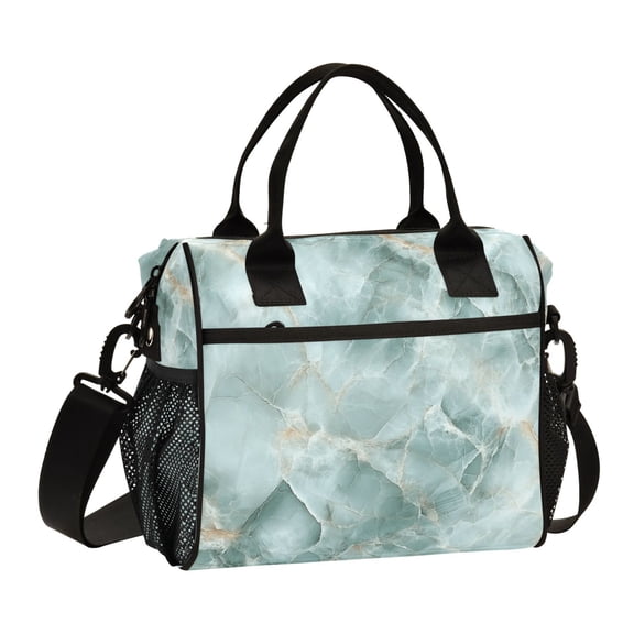 Lunch Bag Insulated Lunch Box Leakproof Reusable Cooler Tote Adjustable Shoulder Strap for Men Women Mint Green Marble 9L