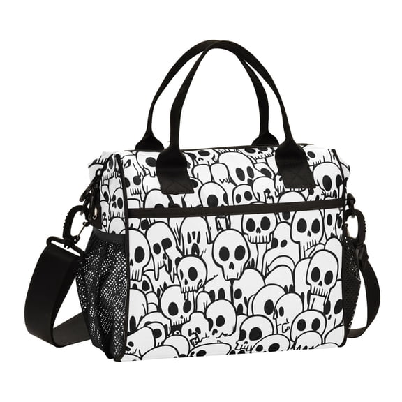 Lunch Bag Insulated Lunch Box Leakproof Reusable Cooler Tote Adjustable Shoulder Strap for Men Women Skulls Line 9L