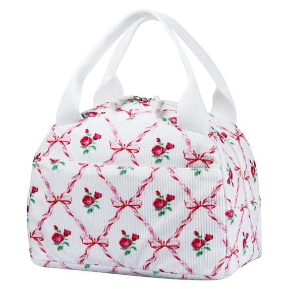 Lunch Bag - Insulated Lunch Box for Women, Reusable Large Capacity Cooler Bag for Adult, Small Leakproof Cute Corduroy Lunch Tote for Work Office Travel Picnic by Elapind