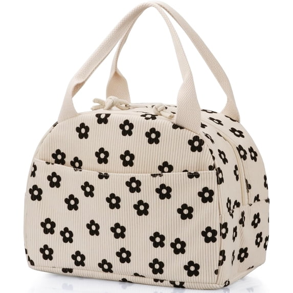 Lunch Bag - Insulated Lunch Box for Women, Reusable Large Capacity Cooler Bag for Adult, Small Leakproof Cute Corduroy Lunch Tote for Work Office Travel Picnic
