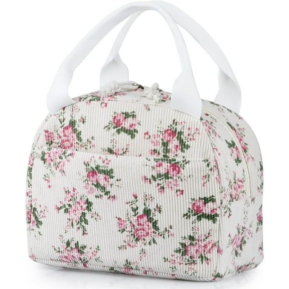 Lunch Bag - Insulated Lunch Box for Women, Reusable Large Capacity Cooler Bag for Adult, Small Leakproof Cute Corduroy Lunch Tote for Work Office Travel Picnic