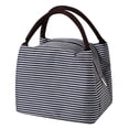 thumbnail image 1 of Lunch Bag Insulated, Picnic Bag, Navy Striped, Insulated Bag, 23*15*16cm, Zipper Closure, Dual Handles, Cloth Construction, Daily Use, School, Picnic, 1 Pc, 1 of 4