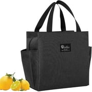 AIFUSI Lunch Bag, Insulated Tote Lunch Box Bags, Reusable Leakproof Lunch Container for Women, Men, Kid, Freezable Food Carries for Office School Picnic, 9.8x 5.5x 9.8", Black