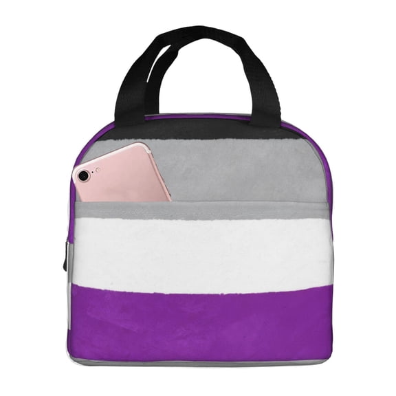 Lunch Bag Lunch Box For Women Adult Men Asexuality Pride Flag Small Lunch Tote Reusable Insulated Cooler Lunch Container