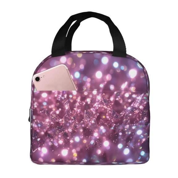 Lunch Bag Lunch Box For Women Adult Men Glitter Sparkles Shimmer Small Lunch Tote Reusable Insulated Cooler Lunch Container