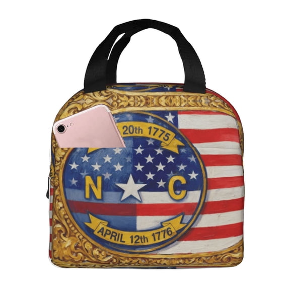 Lunch Bag Lunch Box For Women Men America-Carolina Flag Painted Reusable Insulated Lunch Tote Small Lunch Cooler
