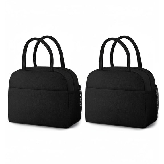 Lunch Bag Lunch Box for Women Men Reusable Insulated Lunch Bags,Water-Resistant Cute Cooler Lunch Tote Bag, Large Capacity for Work Travel Picnic,Black