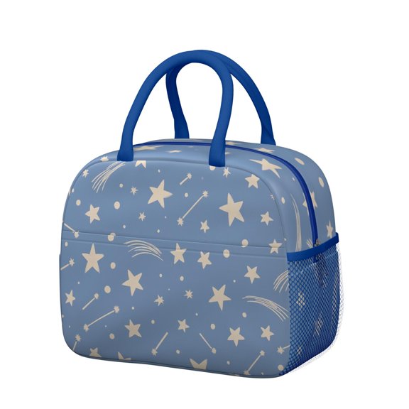 Lunch Bag Lunch Box for Women Men,Starry Night Sky, Moon, Aurora Zipper Closure Lunch Tote Small Leakproof Cute Lunch Cooler with for Student Bento Bag