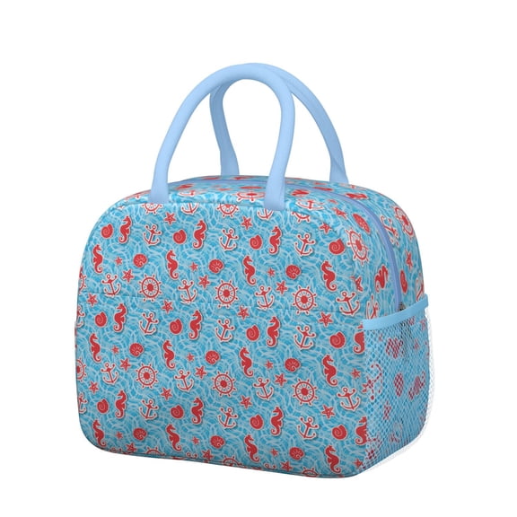 Lunch Bag Lunch Box for Women Reusable Insulated Lunch Bags,Water-Resistant Anchor Rudder Shell Print Cooler Lunch Tote Bag, Large Capacity for Work Travel Picnic