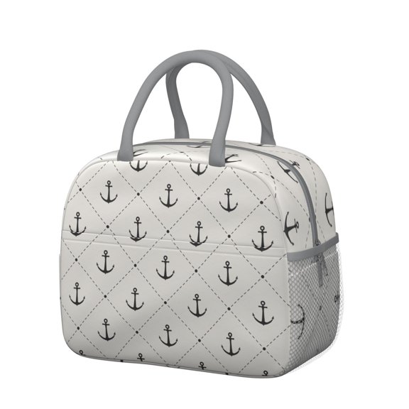 Lunch Bag Lunch Box for Women Reusable Insulated Lunch Bags,Water-Resistant Anchors Pattern Cooler Lunch Tote Bag, Large Capacity for Work Travel Picnic