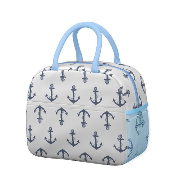 Lunch Bag Lunch Box for Women Reusable Insulated Lunch Bags,Water-Resistant Anchors Pattern Cooler Lunch Tote Bag, Large Capacity for Work Travel Picnic