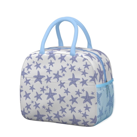 Lunch Bag Lunch Box for Women Reusable Insulated Lunch Bags,Water-Resistant Blue Starfish Cooler Lunch Tote Bag, Large Capacity for Work Travel Picnic