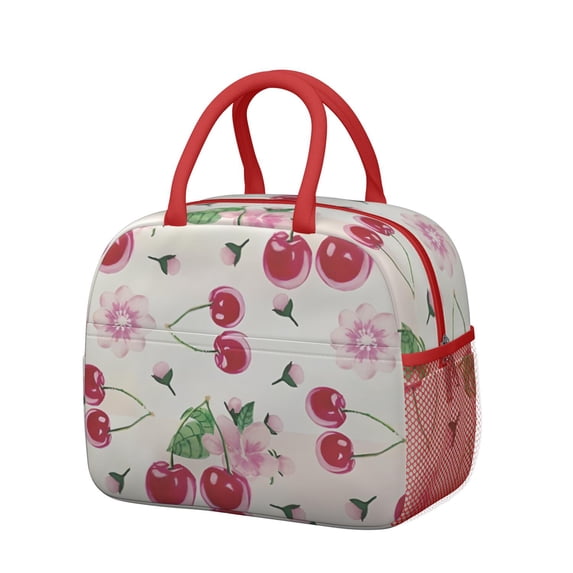 Lunch Bag Lunch Box for Women Reusable Insulated Lunch Bags,Water-Resistant Cherry Pattern Cooler Lunch Tote Bag, Large Capacity for Work Travel Picnic