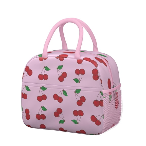 Lunch Bag Lunch Box for Women Reusable Insulated Lunch Bags,Water-Resistant Cherry Pattern Cooler Lunch Tote Bag, Large Capacity for Work Travel Picnic